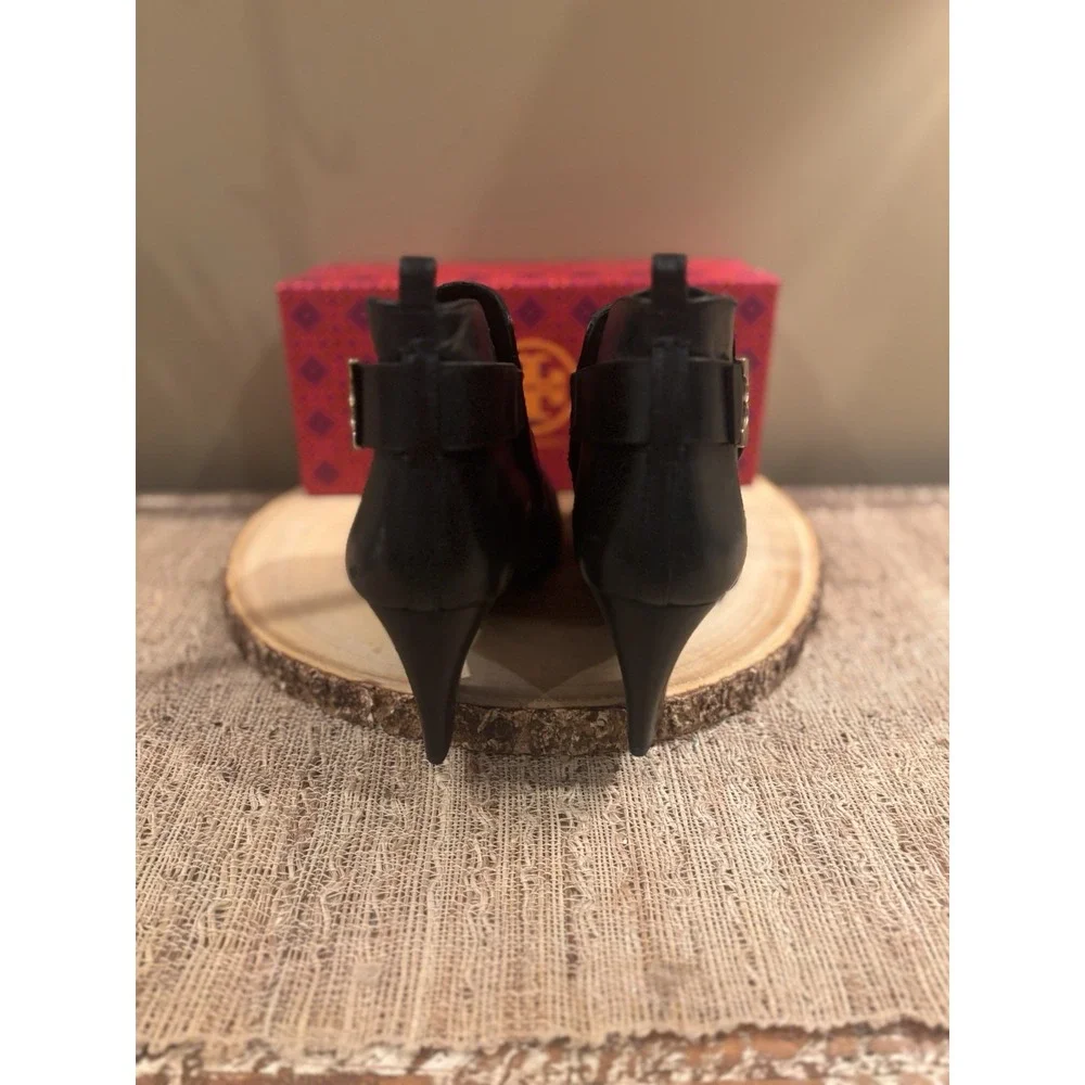 TORY BURCH Gemini Link Black‎ Ankle Heeled Booties Women Size 10.5